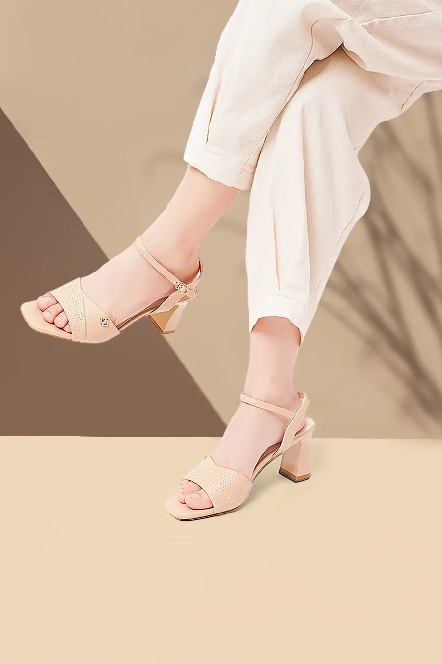 Giày sandal da cao gót 5 cm nữ GC3B0027