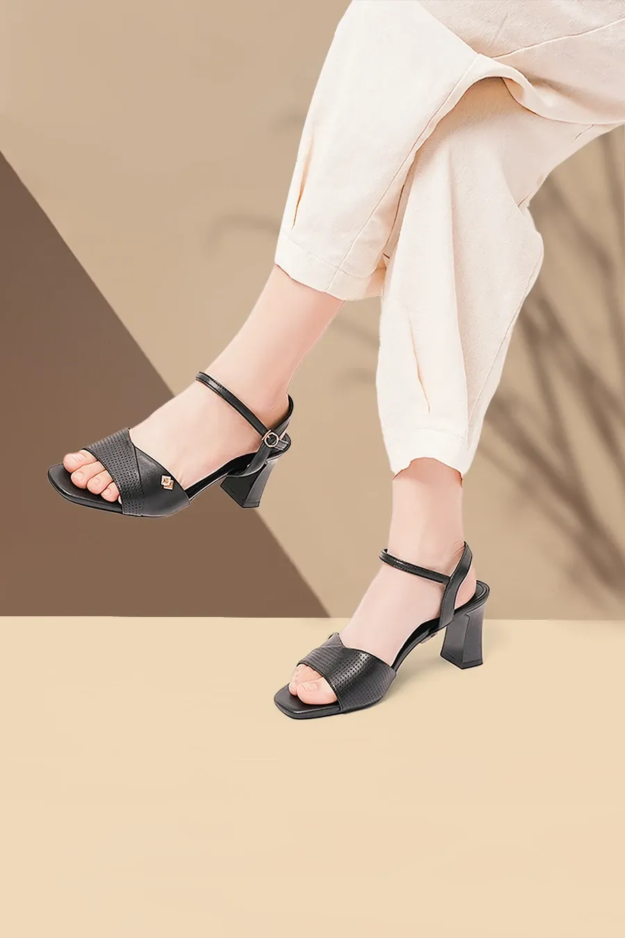 Giày sandal da cao gót 5 cm nữ GC3B0027